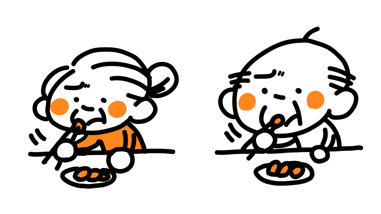 An elderly couple smelling the cooking aroma
